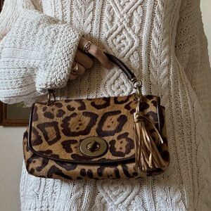 COACH LEOPARD ANIMAL PRINT MINI BAGUETTE BAG
